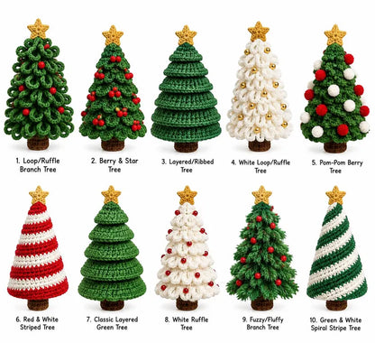 10-in-1 Christmas Tree Crochet Pattern Bundle PDF | Mini Holiday Ornaments & Amigurumi Trees | Christmas Decor | Instant Download