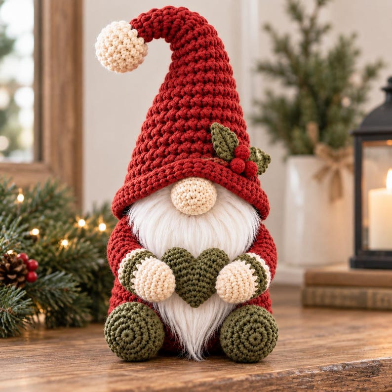 Christmas Gnome Couple Crochet Pattern PDF, Male and Female Amigurumi Gnomes, Holiday Shelf Sitters, Christmas Decor Pattern