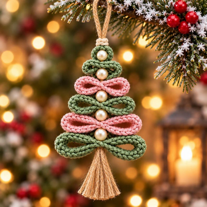 Crochet Christmas Tree Pattern PDF, Boho Loop Ornament