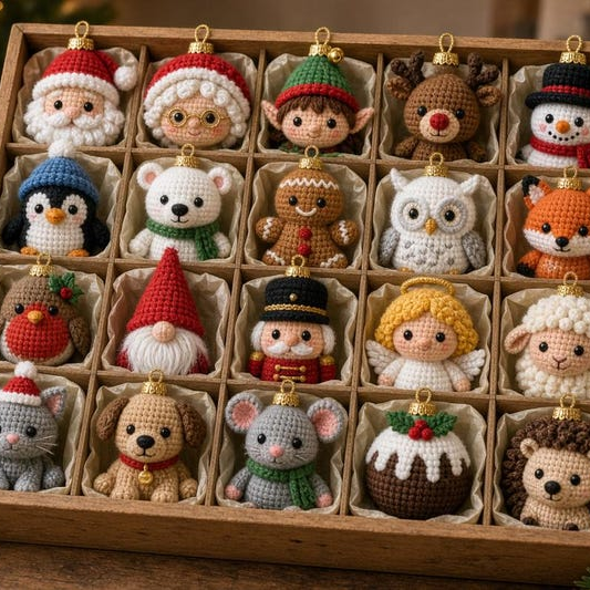 20 Crochet Christmas Ornament Patterns PDF, Beginner Amigurumi Baubles