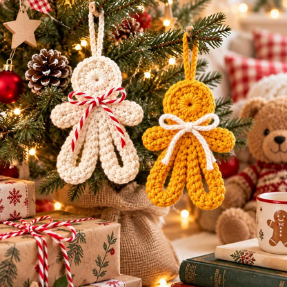 Gingerbread Crochet Ornament Pattern PDF, Flat Christmas Decor