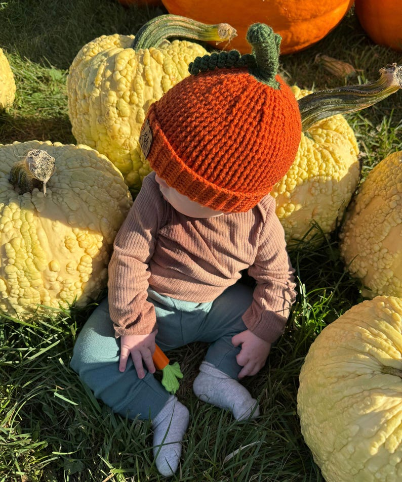 Pumpkin Hat Crochet Pattern PDF, Baby to Adult Pumpkin Beanie, Halloween Crochet Hat, Video Tutorial, Fall Hat Pattern
