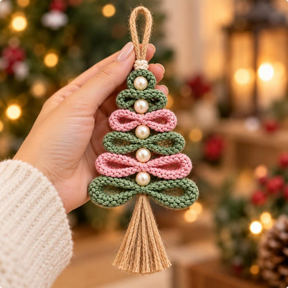 Crochet Christmas Tree Pattern PDF, Boho Loop Ornament