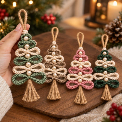 Crochet Christmas Tree Pattern PDF, Boho Loop Ornament