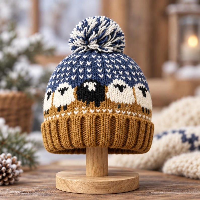 Gaming Inspired Sheep Beanie Crochet Pattern PDF, Sheep Crochet Hat, Colorwork Winter Beanie, Teen and Adult Hat, Digital Download