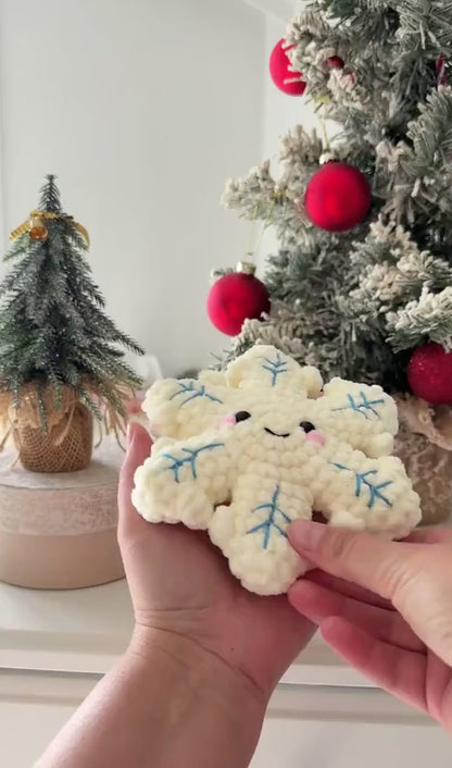 No Sew Crochet Snowflake Pattern | Plush Christmas Ornament | Snowflake Amigurumi PDF | Holiday Decor