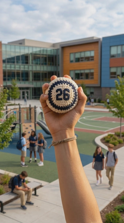 Golden Wool™ | College Crochet Footbag Hacky Sack Set, Varsity Stress Ball, Dorm Room Gift for Students, Freshman Gift, Campus Game Day Toy