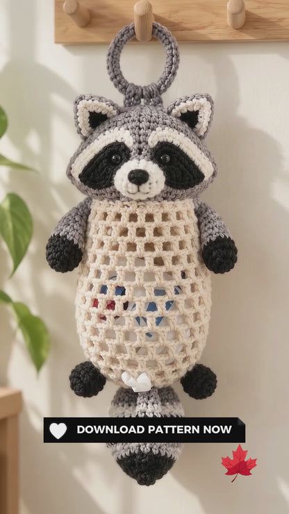 Animal Mesh Bag Holder Crochet Kit, Beginner DIY Crochet Kit, Highland Cow Fish Raccoon Chicken, Reusable Bag Organizer, Home Decor