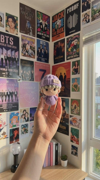 Golden Wool™ | Handmade K-Pop Inspired Crochet Doll Keychain Set, Cute Amigurumi Mini Plush Bag Charms, Fan-Made Member Doll Accessories, K-Pop Lover Gift