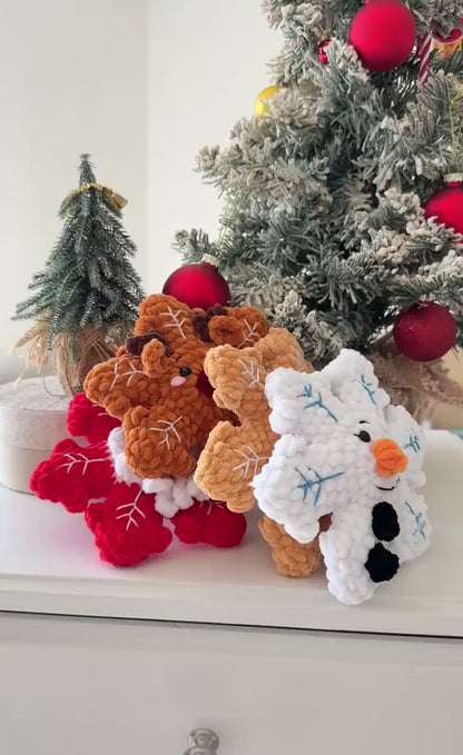 No Sew Crochet Snowflake Pattern | 4 Christmas Snowflake Ornaments | Santa Reindeer Snowman Gingerbread | PDF Pattern
