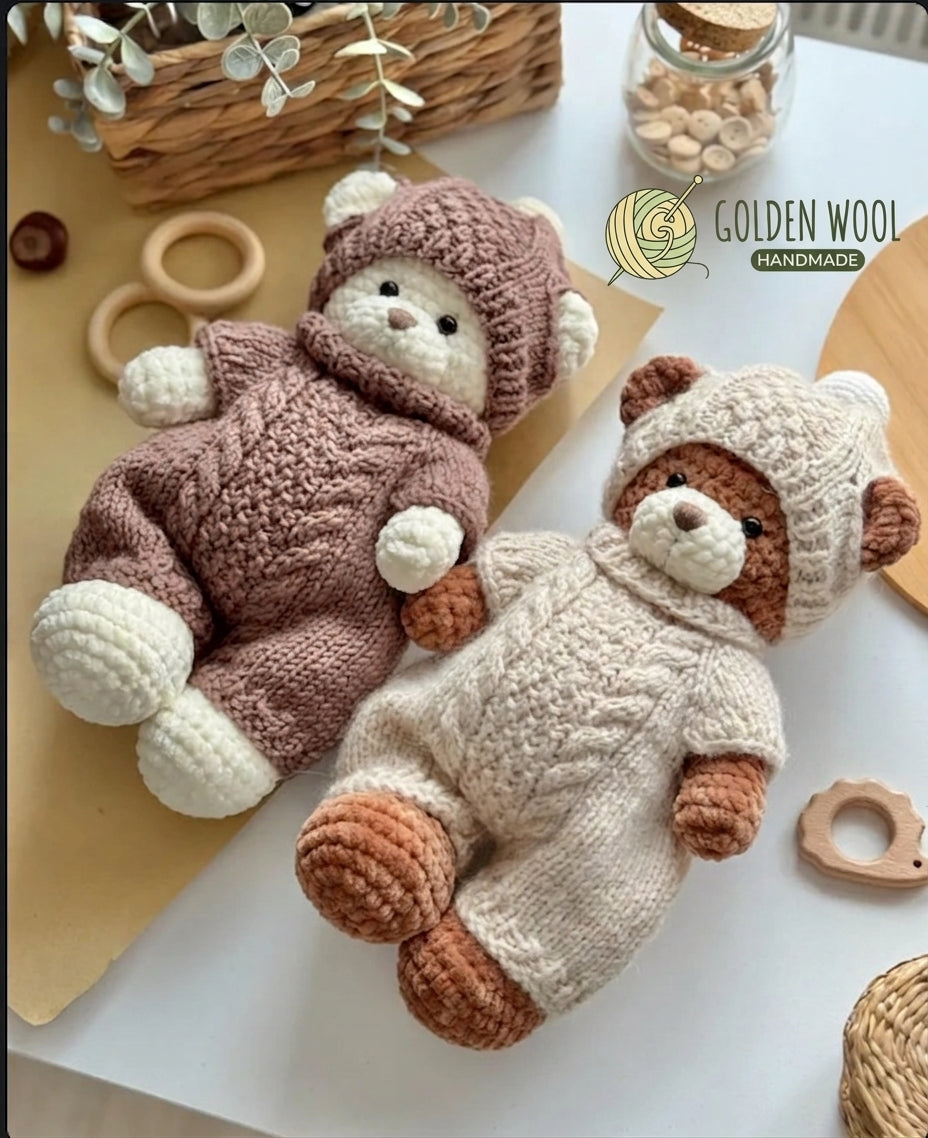 Bear Cozy Outfit Crochet Pattern PDF - Golden Wool